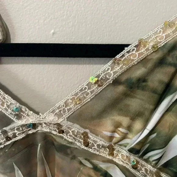 Vintage Y2K tropicalcore mesh sequin lingerie babydoll chemise S - Picture 8 of 10